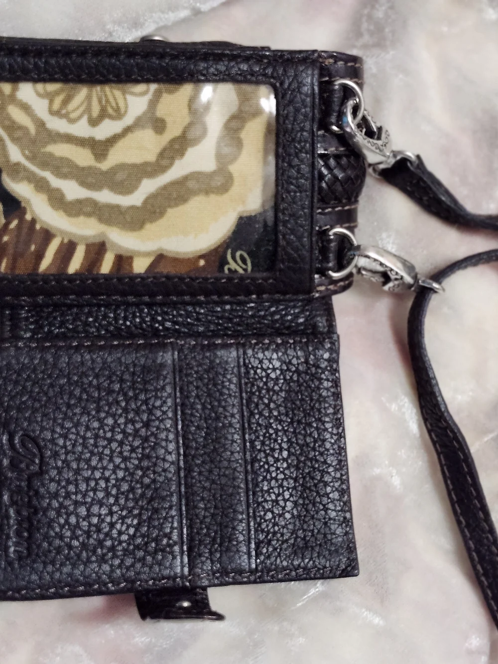 Braided Dark Brown Leather Wallet with Heart Accent